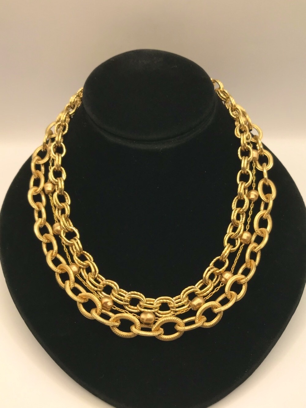 Layered Gold-Tone Multi Strand Chain Necklace